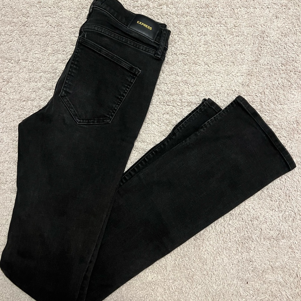 Express Washed Black Straight Leg Split Inside He… - image 2